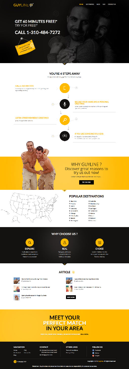 Website screenshot of GuyLine.com