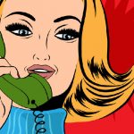 Vintage Pop Art Phone Chatline Artwork of Woman