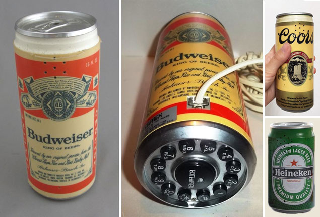 Vintage Beer Can Phone Set