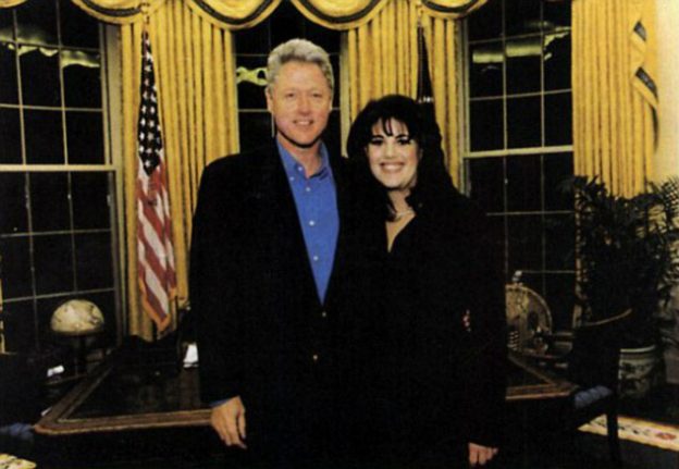 Bill and Monica Posing in the Oval Office